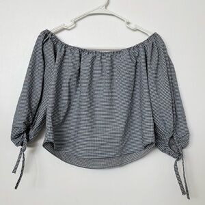 ZARA BASIC : Gingham Off the Shoulder Top
